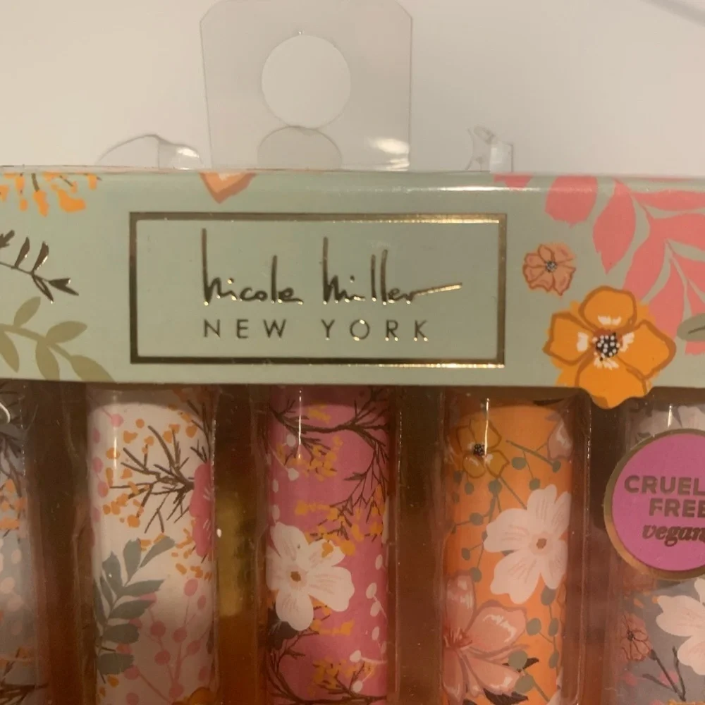 Nicole Miller Floral Lip Gloss Set - Neutral Pink & Peach Tones